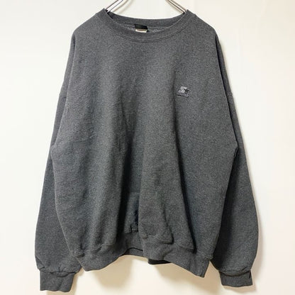 古着 used　STARTER　スターター　長袖刺繍ワンポイントロゴスウェット　クルーネックトレーナー　グレー　XLサイズ