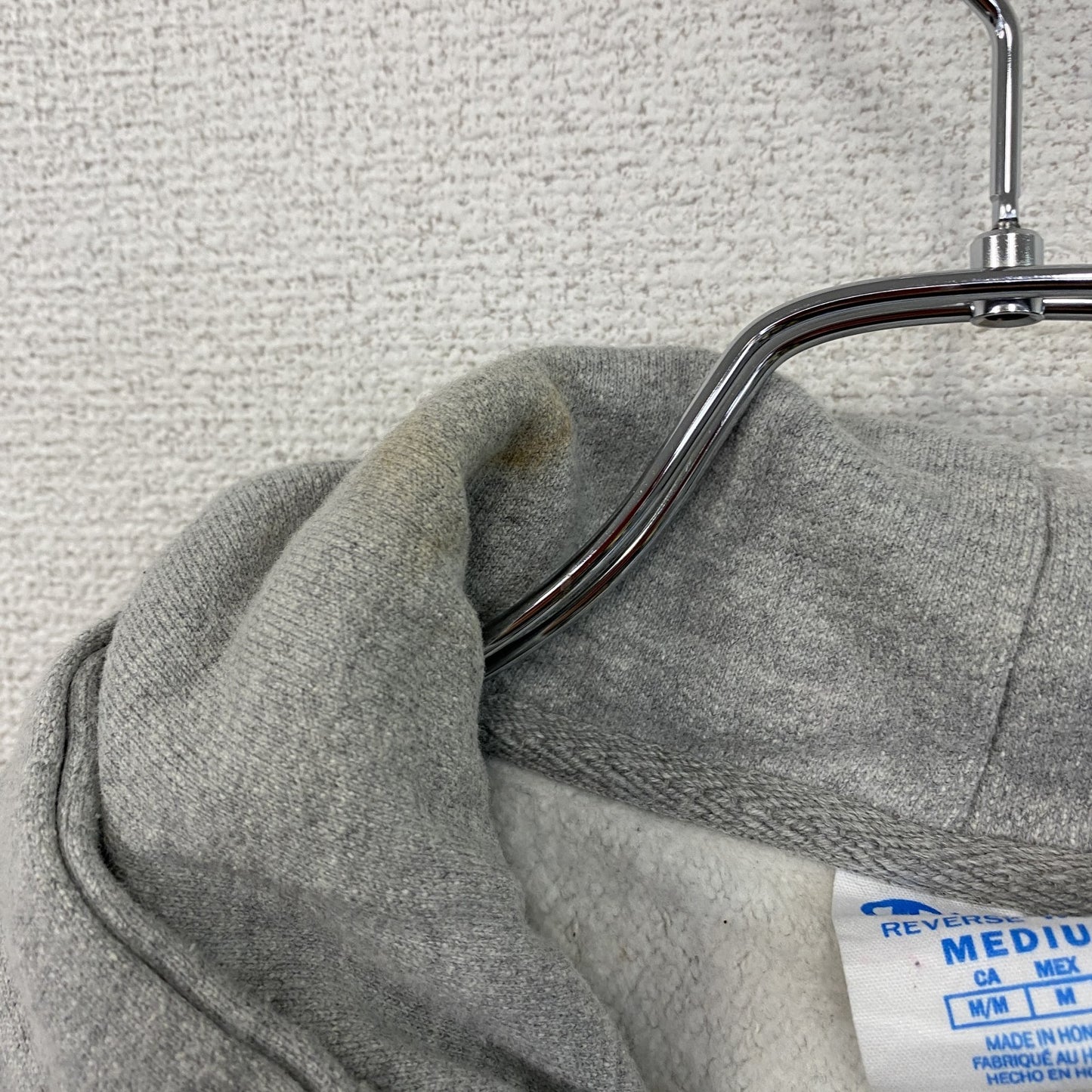 Champion　チャンピオン　リバースウィーブ　スウェットパーカー/フーディー　刺繡ロゴ　霜降りグレー　Mサイズ