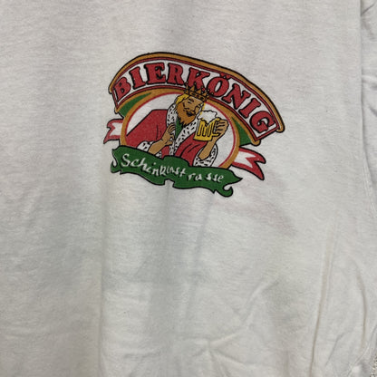 古着 used　RICHPLUS　半袖プリントTシャツ　BIER KING　クルーネック　カジュアルデザイン　白　レトロ　XLサイズ
