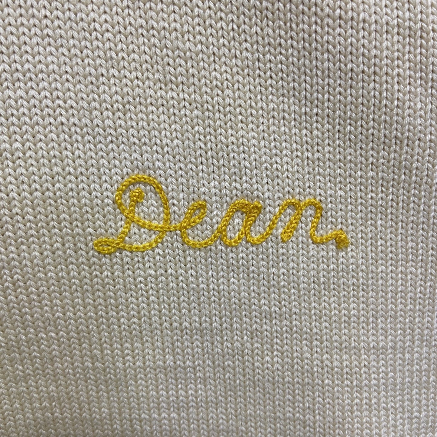 古着 used　60s　70s　レタードニットカーディガン　セーター　チェーン刺繡　ベージュ　ヴィンテージ