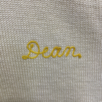 古着 used　60s　70s　レタードニットカーディガン　セーター　チェーン刺繡　ベージュ　ヴィンテージ