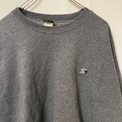 古着 used　STARTER　スターター　長袖刺繍ワンポイントロゴスウェット　クルーネックトレーナー　グレー　XLサイズ