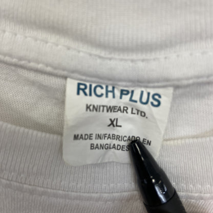 古着 used　RICHPLUS　半袖プリントTシャツ　BIER KING　クルーネック　カジュアルデザイン　白　レトロ　XLサイズ
