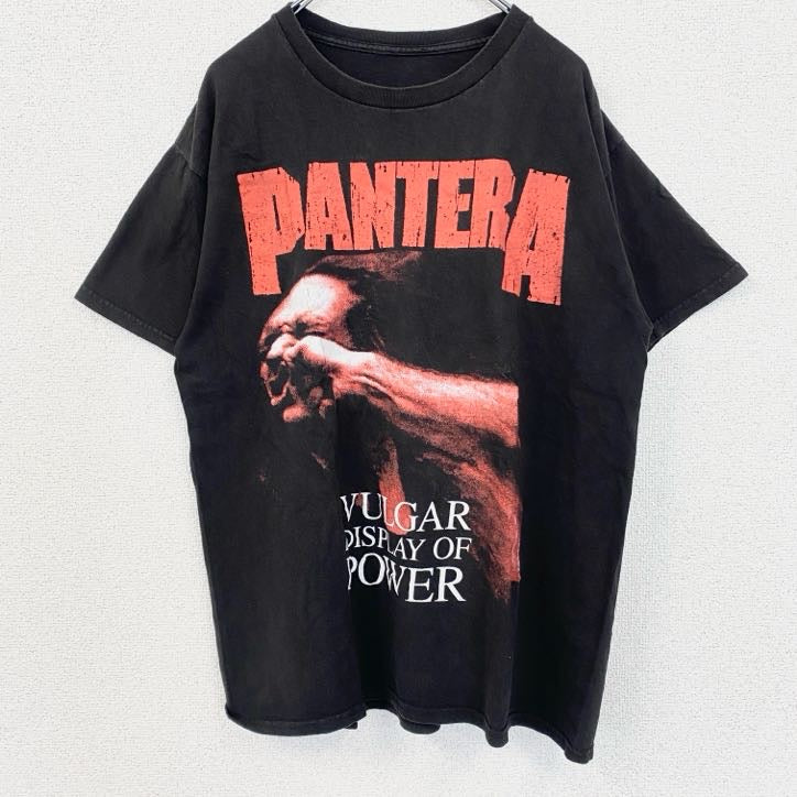 古着 used　PANTERA　パンテラ　半袖バンドプリントTシャツ　クルーネック　レトロデザイン　黒　ブラック　Lサイズ