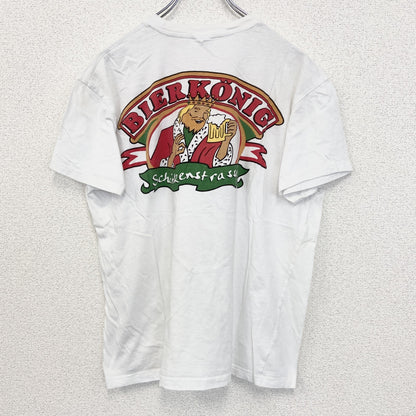 古着 used　RICHPLUS　半袖プリントTシャツ　BIER KING　クルーネック　カジュアルデザイン　白　レトロ　XLサイズ