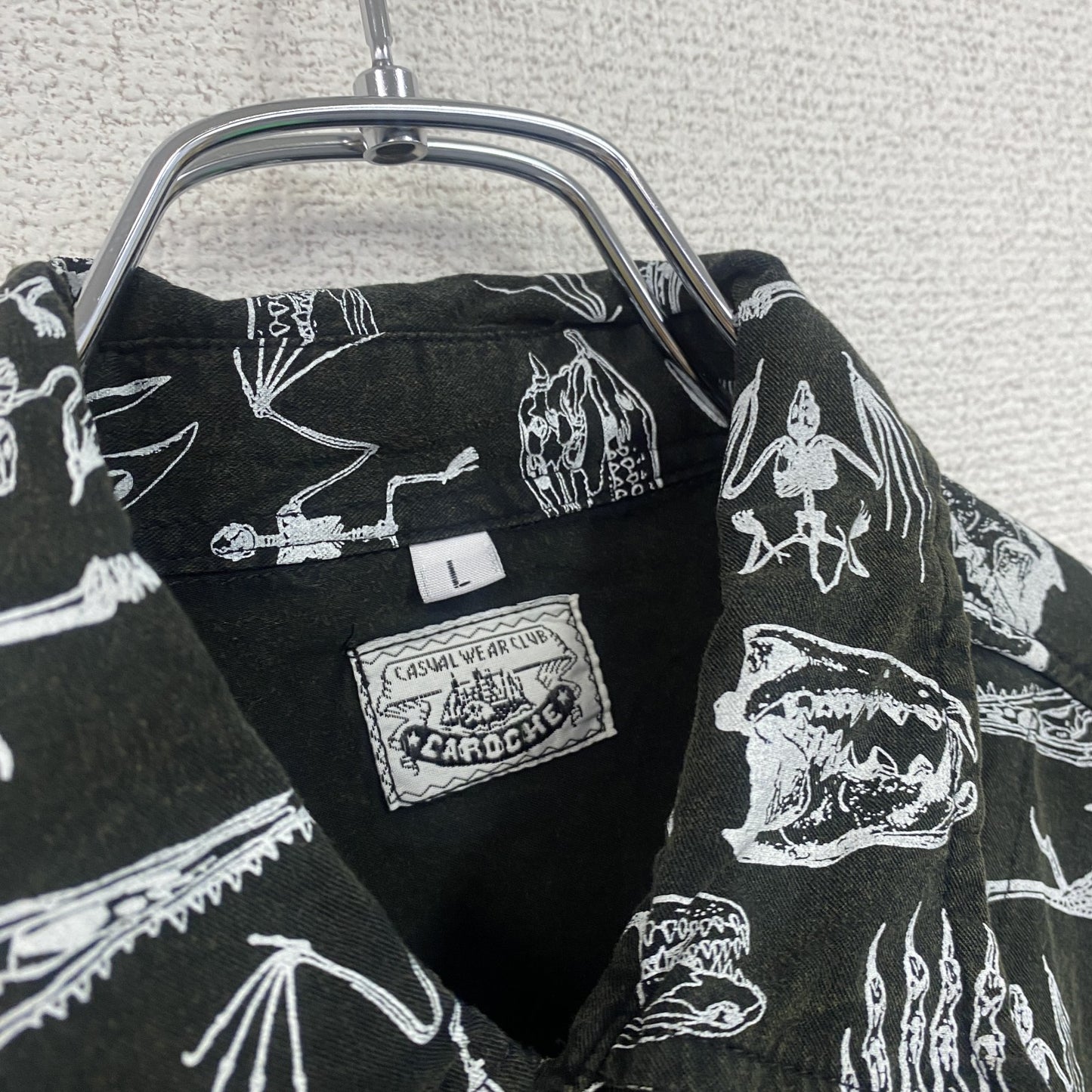 CARDCHE　長袖シャツ　総柄　黒　ブラック　Lサイズ