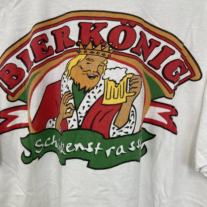 古着 used　RICHPLUS　半袖プリントTシャツ　BIER KING　クルーネック　カジュアルデザイン　白　レトロ　XLサイズ