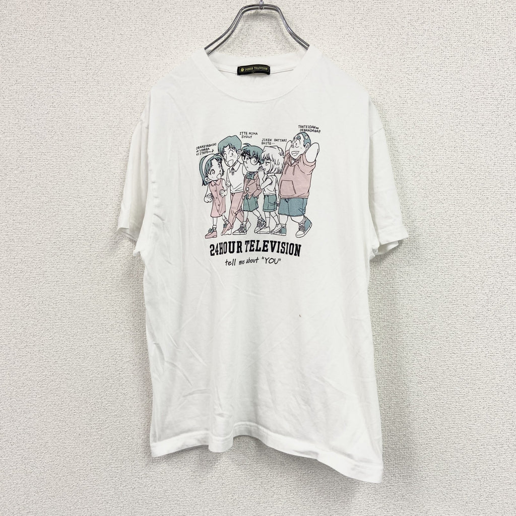 24HOUR TELEVISHON　24時間テレビ　半袖アニメプリントTシャツ　日テレ　名探偵コナン　白　ホワイト　Lサイズ