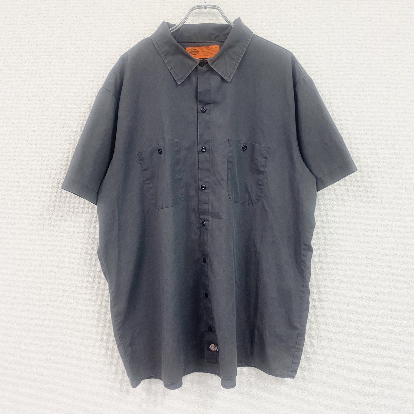 Dickies　ディッキーズ　半袖ワークシャツ　2つポケット　ワンポイント　黒　ブラック　3XLサイズ