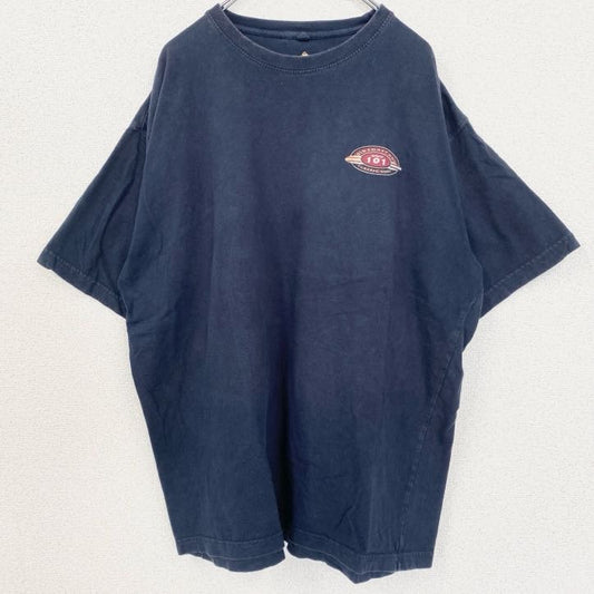 古着 used　newpor blue　半袖バックプリントTシャツ　サーフィン　クルーネック　レトロデザイン　紺　ネイビー　