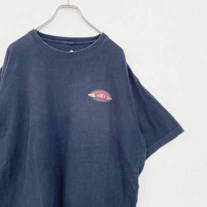 古着 used　newpor blue　半袖バックプリントTシャツ　サーフィン　クルーネック　レトロデザイン　紺　ネイビー　