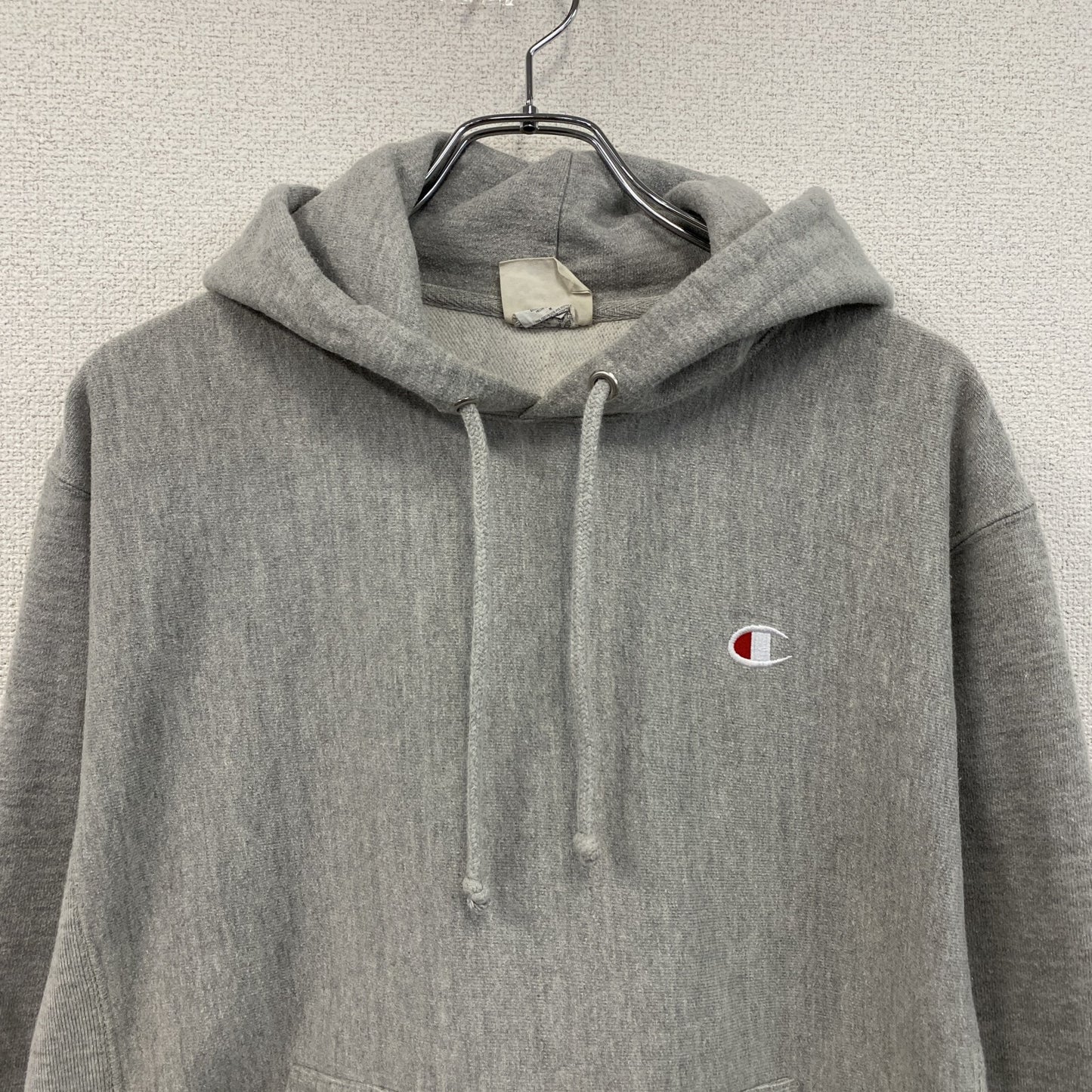 Champion　チャンピオン　リバースウィーブ　スウェットパーカー/フーディー　刺繡ロゴ　霜降りグレー　Mサイズ