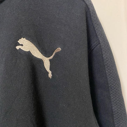 古着 used　PUMA プーマ　長袖フルジップワンポイントロゴ刺スウェット　トレーナー　ハイネック　ブラック　Lサイズ