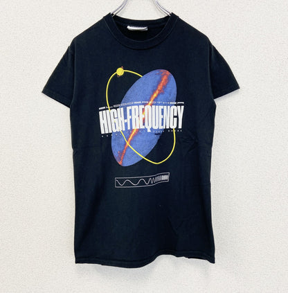 古着 used　BLOOD BROTHER　半袖プリントTシャツ　宇宙　クルーネック　カジュアルデザイン　黒　レトロ　Mサイズ
