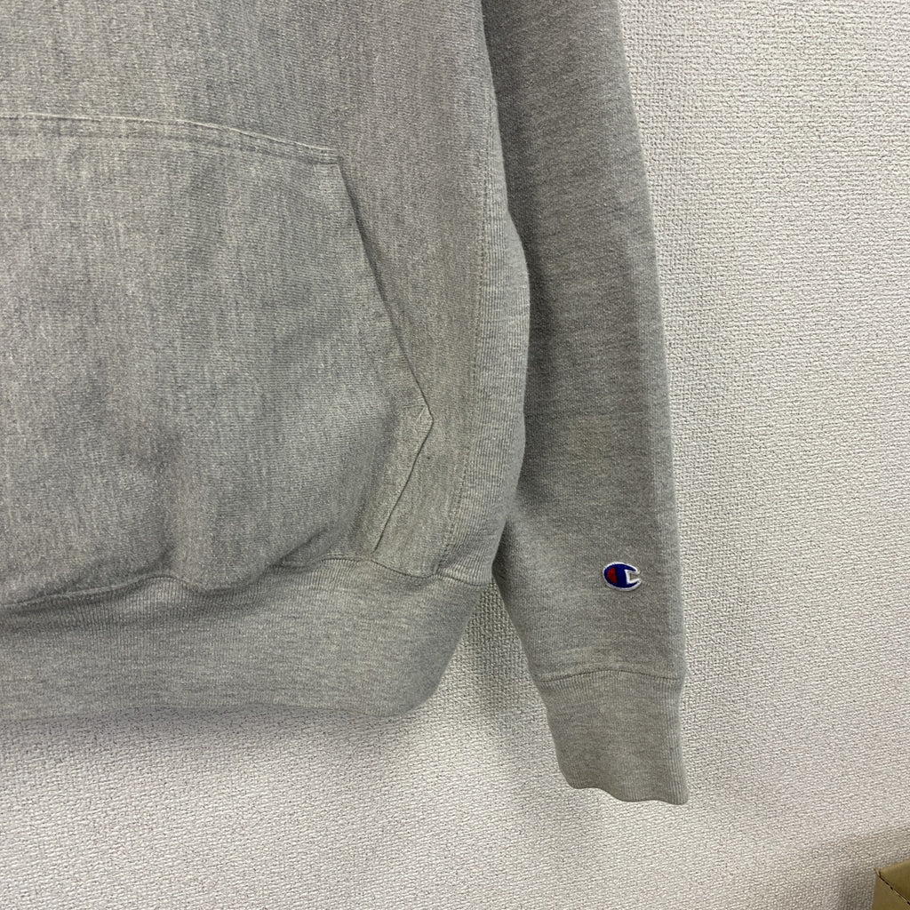 Champion　チャンピオン　リバースウィーブ　スウェットパーカー/フーディー　刺繡ロゴ　霜降りグレー　Mサイズ