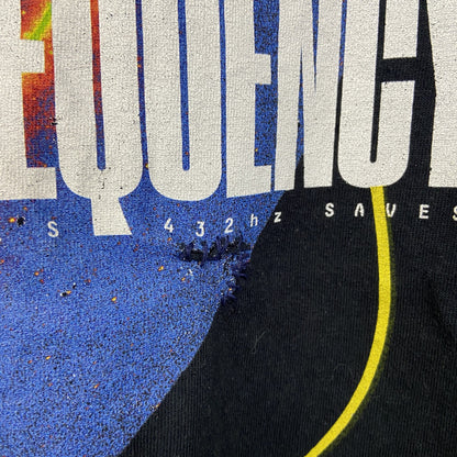 古着 used　BLOOD BROTHER　半袖プリントTシャツ　宇宙　クルーネック　カジュアルデザイン　黒　レトロ　Mサイズ