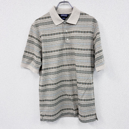 90s　LANDS’ END　ランズエンド　半袖ポロシャツ　ヴィンテージ　マルチカラー　ボーダー　Mサイズ