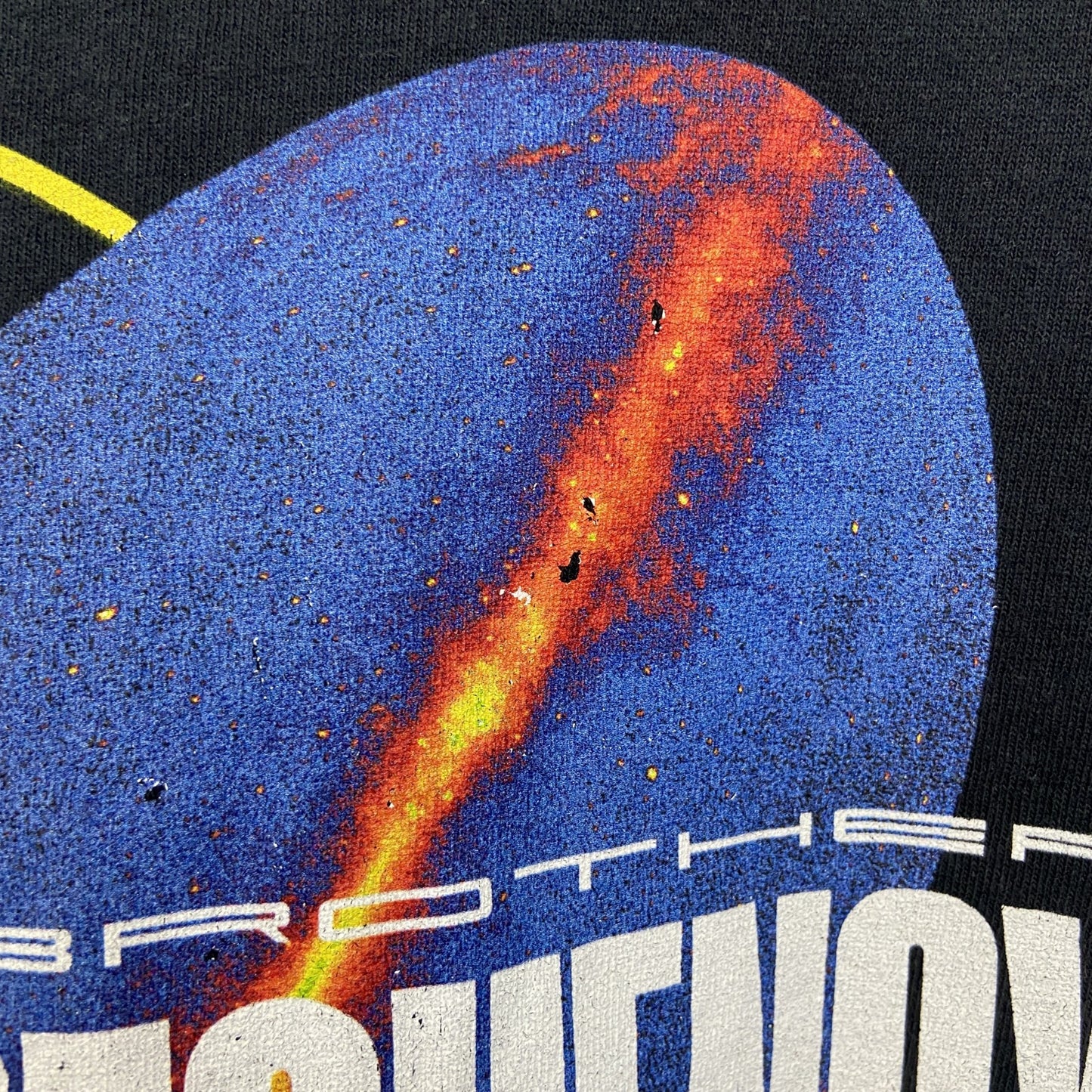 古着 used　BLOOD BROTHER　半袖プリントTシャツ　宇宙　クルーネック　カジュアルデザイン　黒　レトロ　Mサイズ