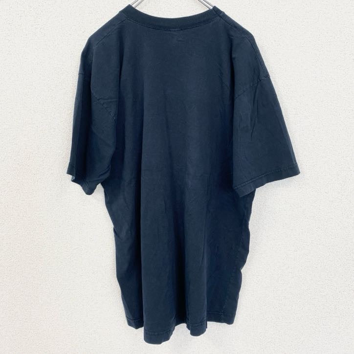 古着 used　半袖プリントTシャツ　地図　Kyklades　キクラデス諸島　クルーネック　レトロデザイン　紺　ネイビー　Lサイズ