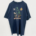 古着 used　半袖プリントTシャツ　地図　Kyklades　キクラデス諸島　クルーネック　レトロデザイン　紺　ネイビー　Lサイズ