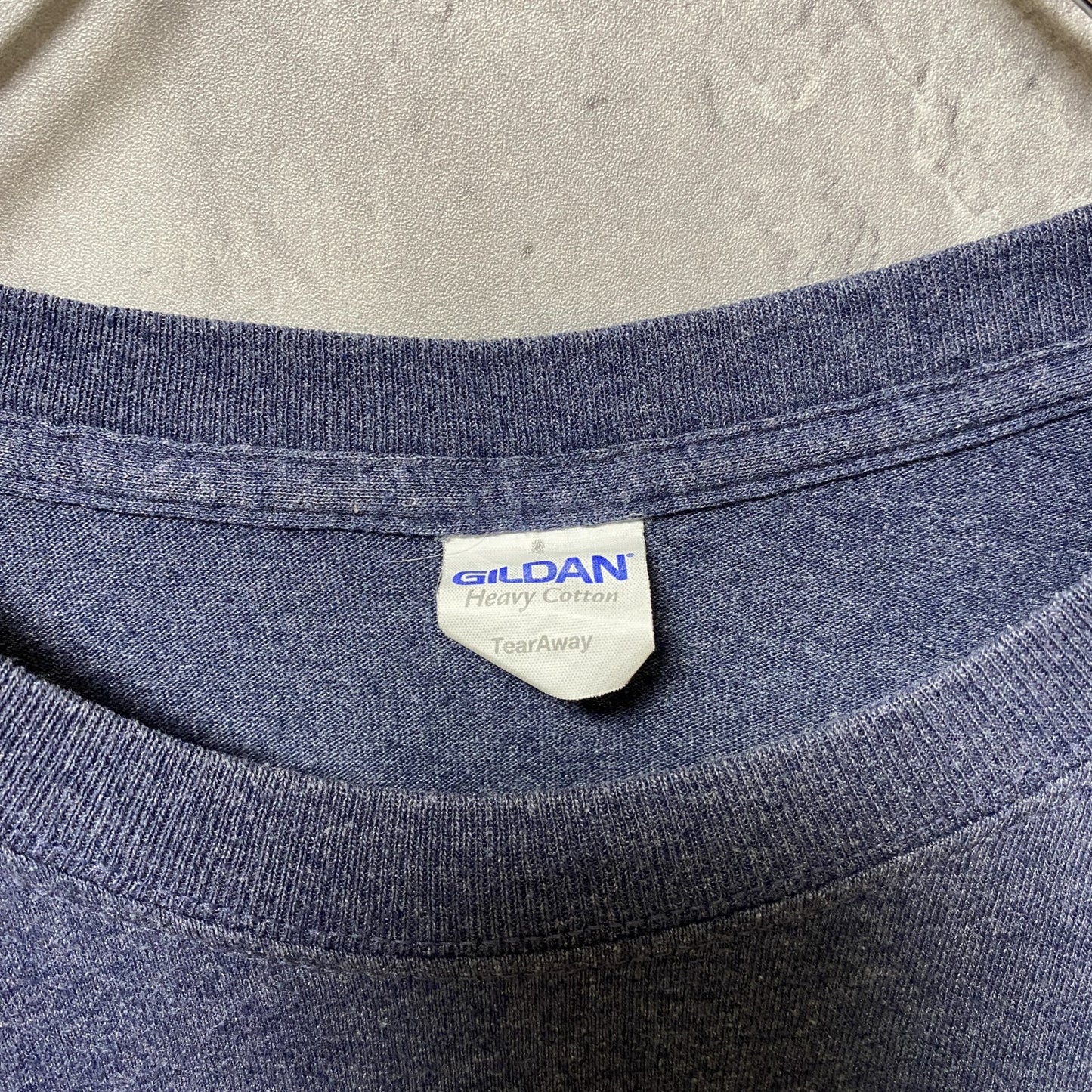 GILDAN　ギルダン　半袖プリントTシャツ　星条旗　USA　両面プリント　HERO　紺　ネイビー　XLサイズ