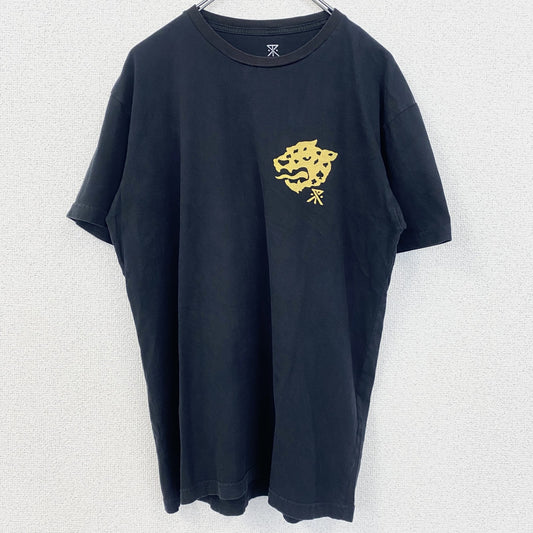 古着 used　ROARK RIVIVAL　ロアーク　半袖プリントTシャツ　ヒョウ　アニマル　動物　黒　ブラック　Mサイズ
