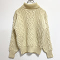 古着 used　70s　sears　シアーズ　長袖フィッシャーマンニット　セーター　タートルネック　白　vintage　Mサイズ