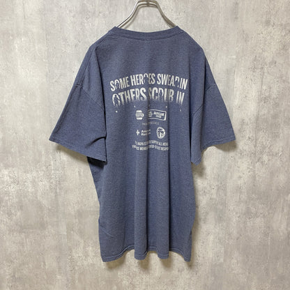 GILDAN　ギルダン　半袖プリントTシャツ　星条旗　USA　両面プリント　HERO　紺　ネイビー　XLサイズ