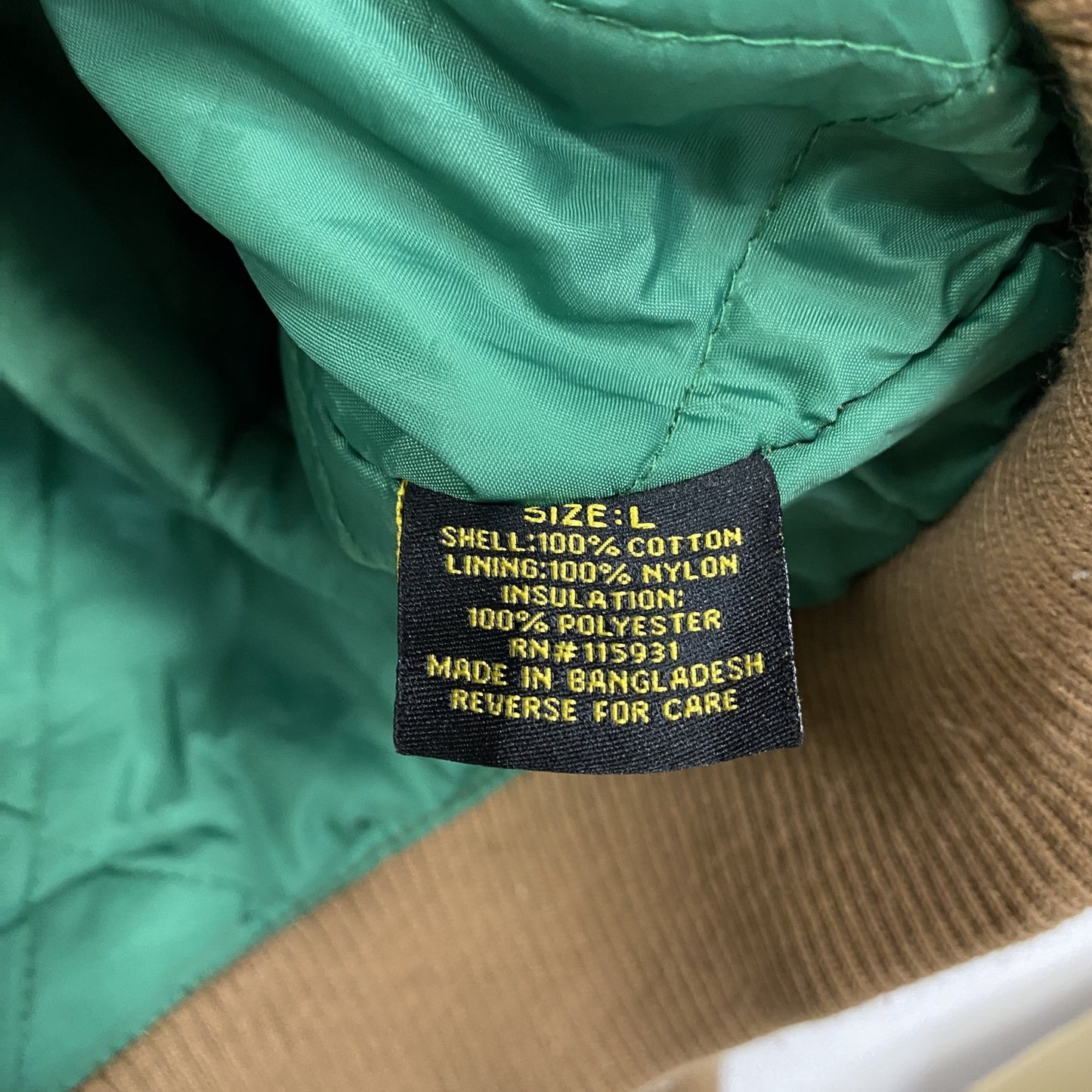 JOHN DEERE　ジョンディア　フルジップダックパーカー　キャメル　Lサイズ