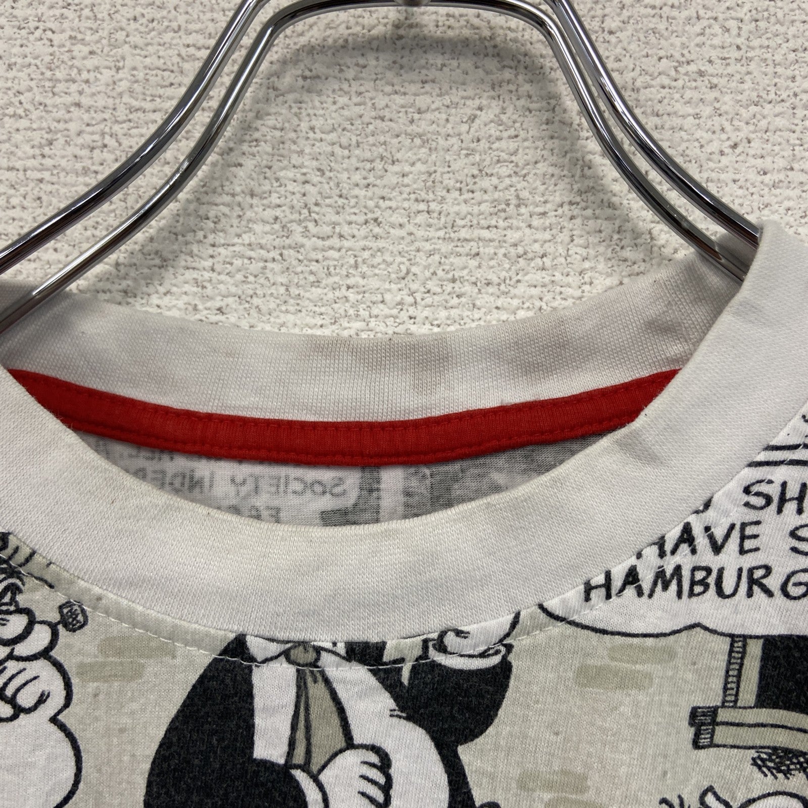 TROURBLE MAKER　POPEYE　ポパイ　半袖プリントTシャツ　総柄　アメコミ柄　白　黒　Mサイズ