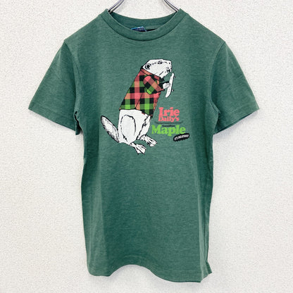 古着 used　riedaill　半袖プリントTシャツ　ビーバー　クルーネック　カジュアル　シティーボーイ　緑　レトロ　Sサイズ