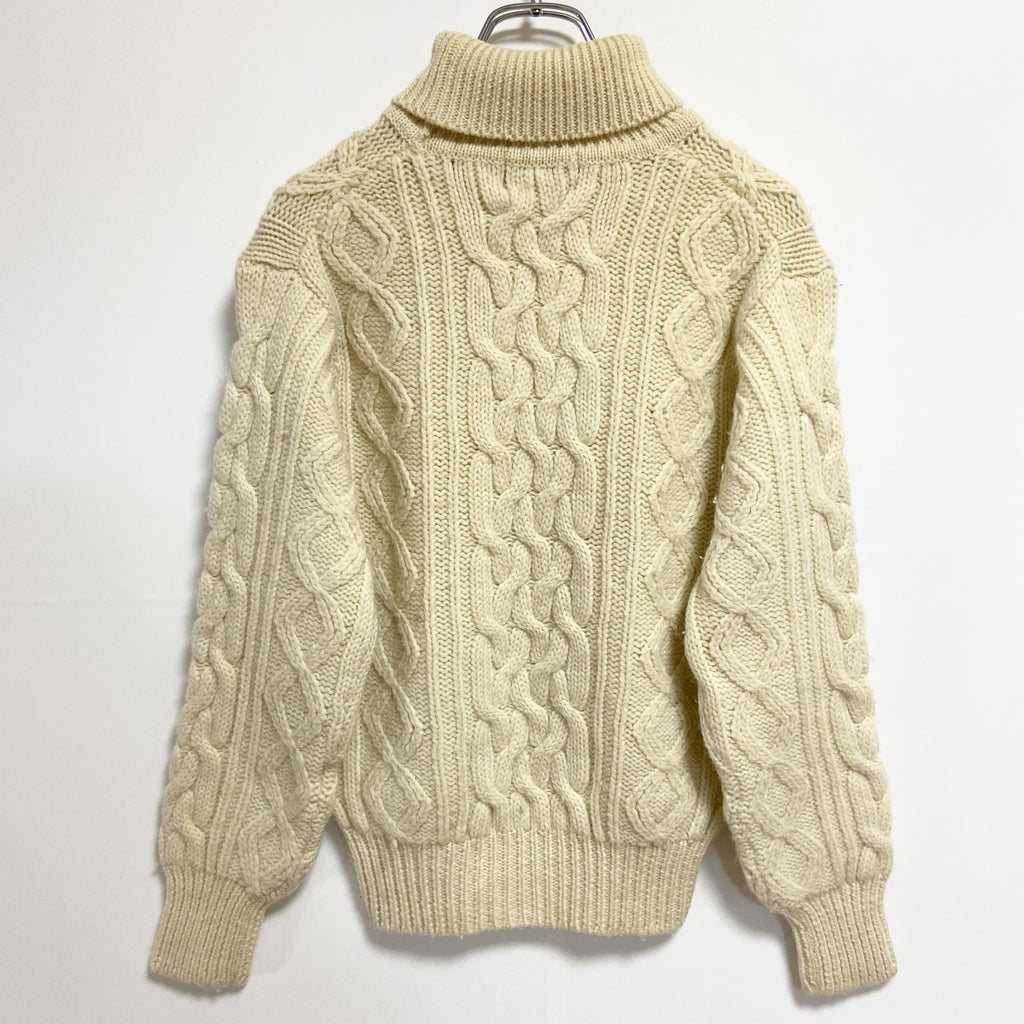 古着 used　70s　sears　シアーズ　長袖フィッシャーマンニット　セーター　タートルネック　白　vintage　Mサイズ