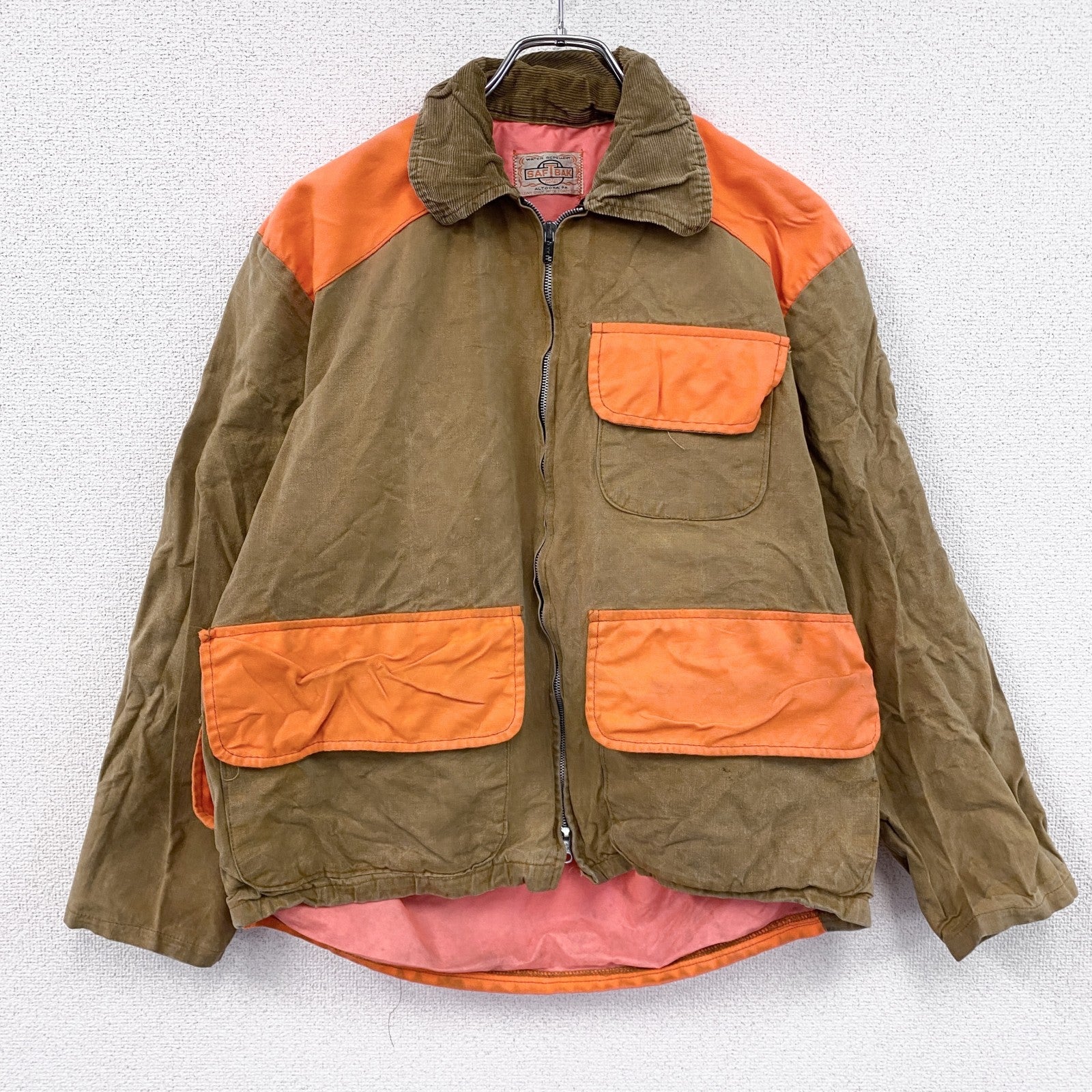 70s～　SAFTBAK　サフㇳバック　ハンティングジャケット　ダブルジップ　ヴィンテージ　茶色　ブラウン　オレンジ