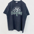 古着 used　PORT＆COMPANY　半袖プリントTシャツ　女子バスケットボール　レトロデザイン　黒　ブラック　Mサイズ