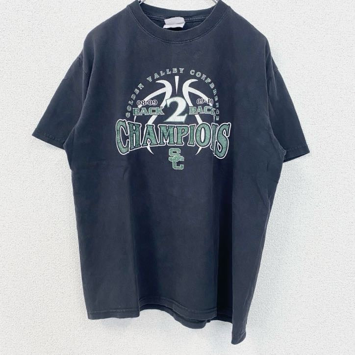 古着 used　PORT＆COMPANY　半袖プリントTシャツ　女子バスケットボール　レトロデザイン　黒　ブラック　Mサイズ