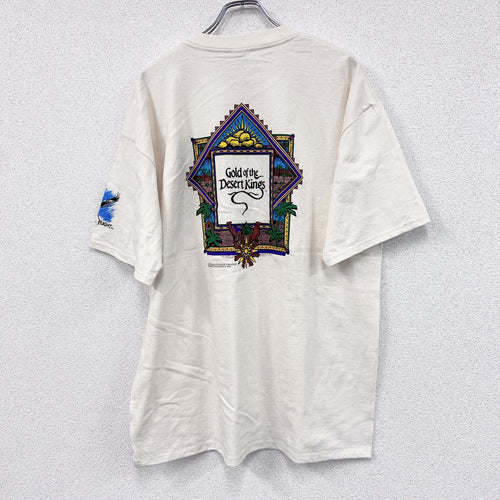 00s　GILDAN　ギルダン　半袖プリントアニマルTシャツ　両面プリント　ヴィンテージ　白　ホワイト　ベージュ　XLサイズ