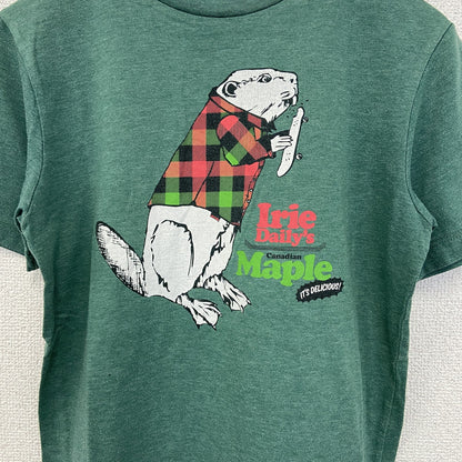 古着 used　riedaill　半袖プリントTシャツ　ビーバー　クルーネック　カジュアル　シティーボーイ　緑　レトロ　Sサイズ