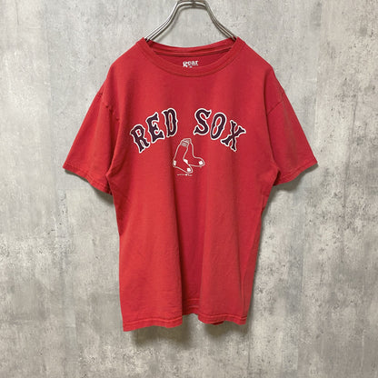 古着 used　gear 半袖クルーネックプリントTシャツ　MLB　RED SOX　赤　レッド　レトロデザイン　Mサイズ　