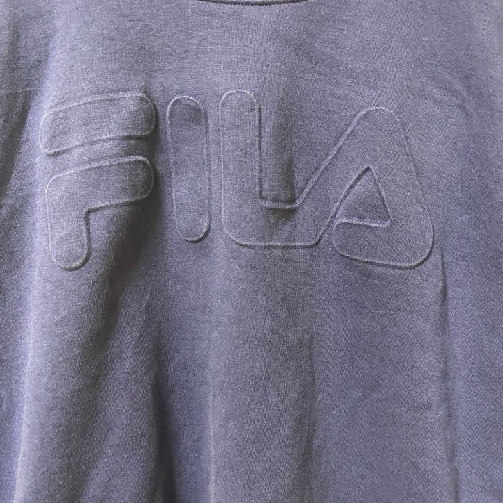FILA　フィラ　スウェット/トレーナー　デカ3Dロゴ　ワンポイント　スポーツミックス　クルーネック　紺　ネイビー　Sサイズ
