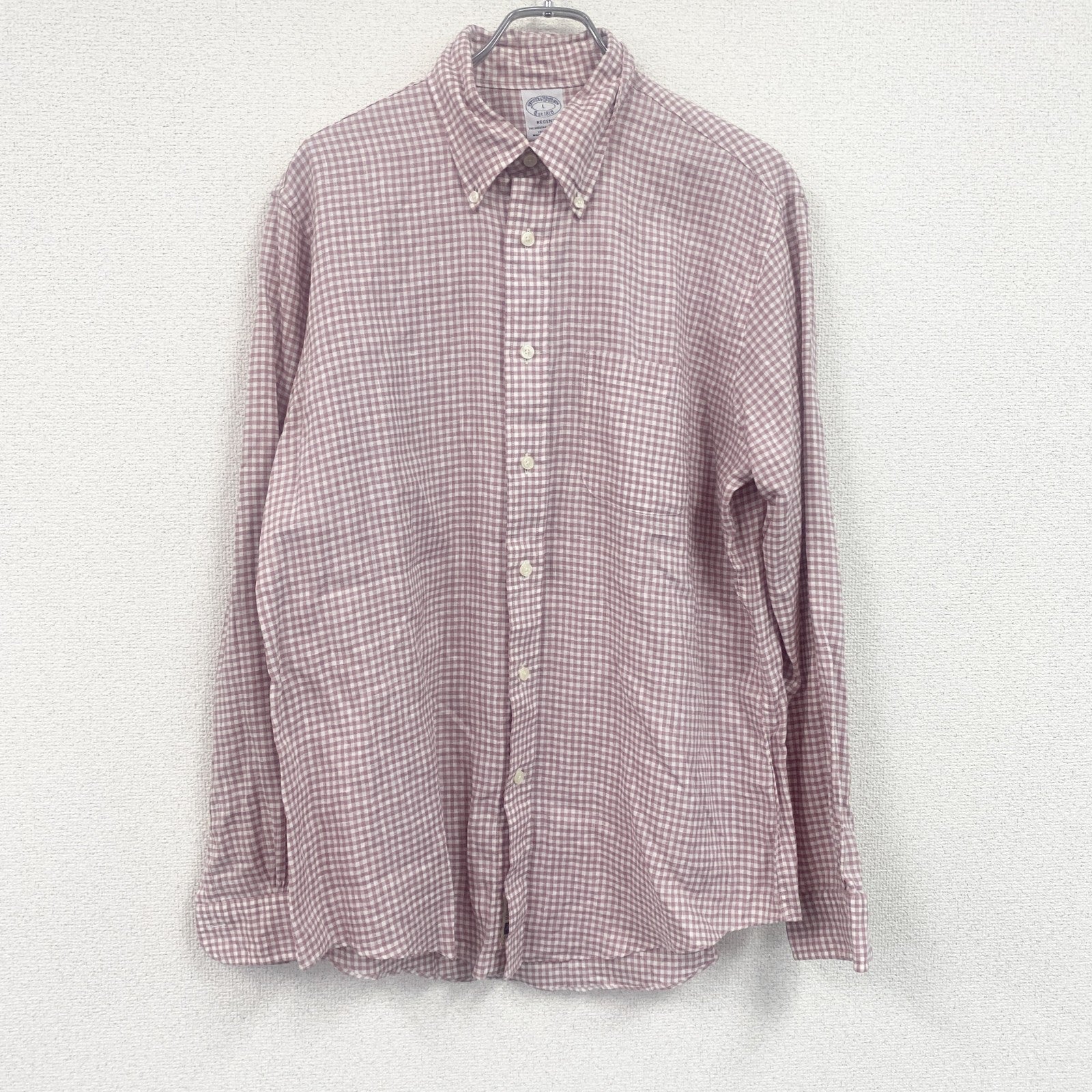 Brooks Brothers　ブルックスブラザーズ　長袖ボタンダウンシャツ　ギンガムチェック柄　ピンク　Lサイズ