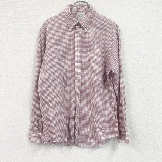Brooks Brothers　ブルックスブラザーズ　長袖ボタンダウンシャツ　ギンガムチェック柄　ピンク　Lサイズ