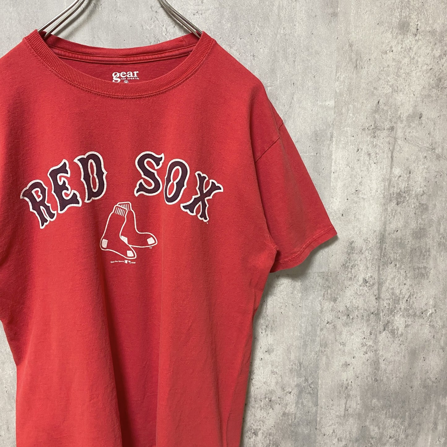 古着 used　gear 半袖クルーネックプリントTシャツ　MLB　RED SOX　赤　レッド　レトロデザイン　Mサイズ　