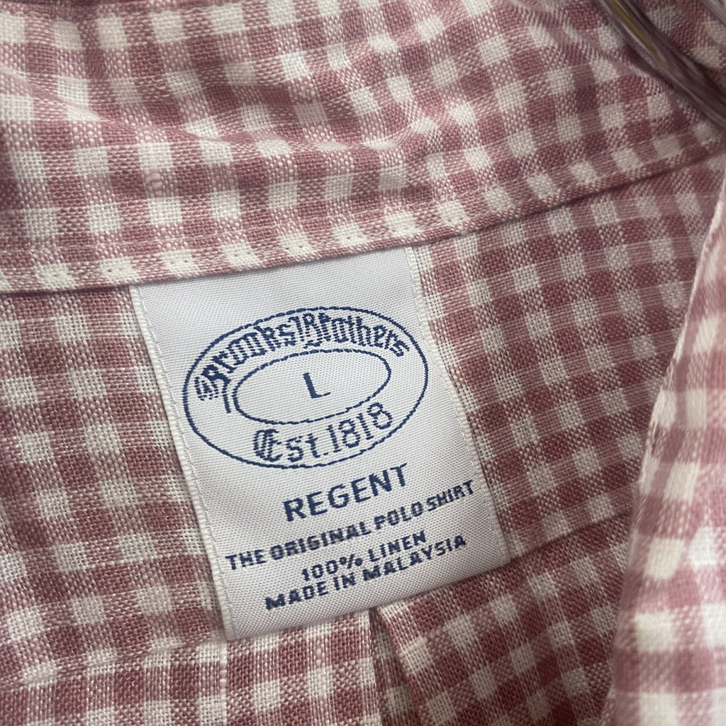 Brooks Brothers　ブルックスブラザーズ　長袖ボタンダウンシャツ　ギンガムチェック柄　ピンク　Lサイズ