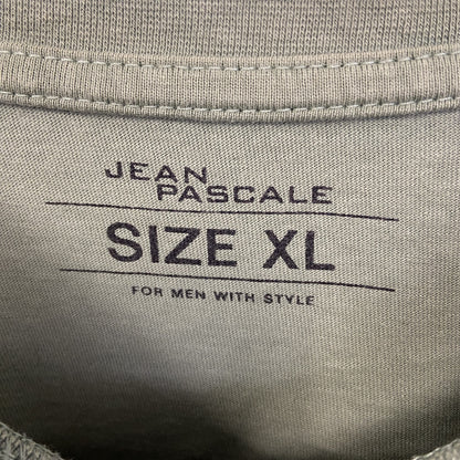 古着 used　JEAN PASCALE　半袖コラージュプリントTシャツ　クルーネック　カジュアルデザイン　黄緑　XLサイズ
