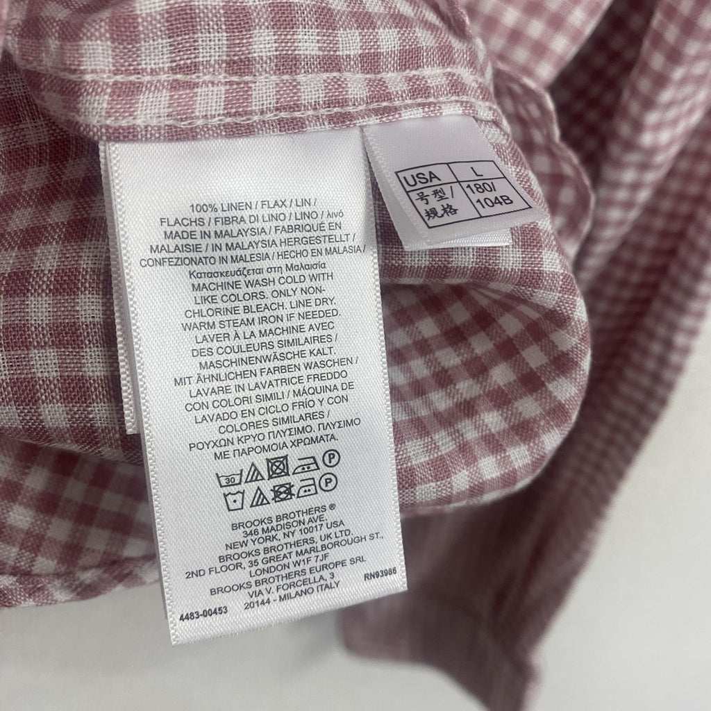 Brooks Brothers　ブルックスブラザーズ　長袖ボタンダウンシャツ　ギンガムチェック柄　ピンク　Lサイズ