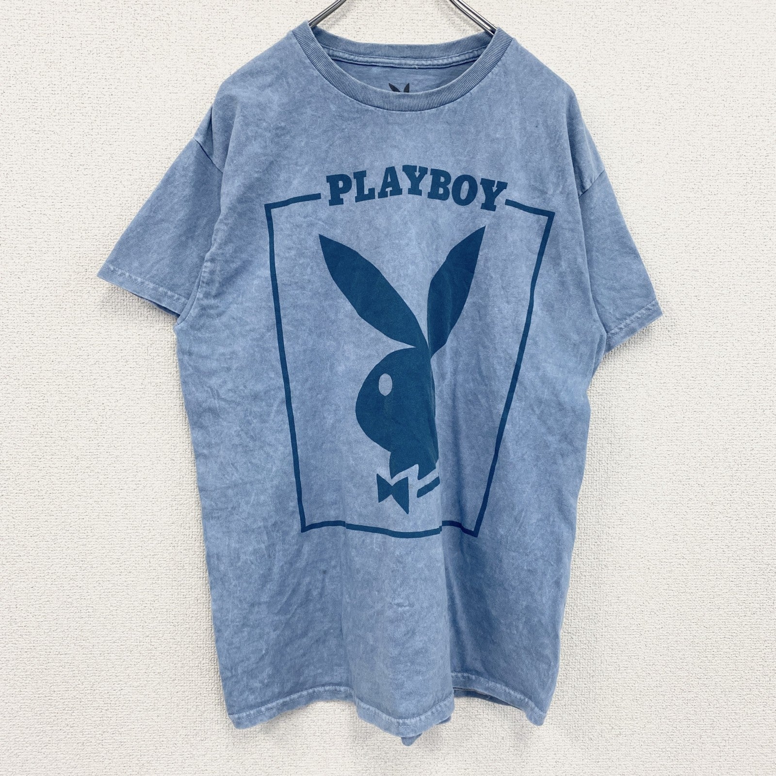 PLAYBOY　プレイボーイ　半袖プリントTシャツ　水色　ライトブルー　Lサイズ