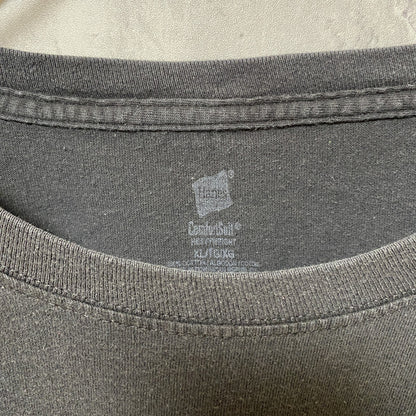 Hanes　ヘインズ　半袖プリントTシャツ　星条旗　両面プリント　クルーネック　黒　ブラック　XLサイズ