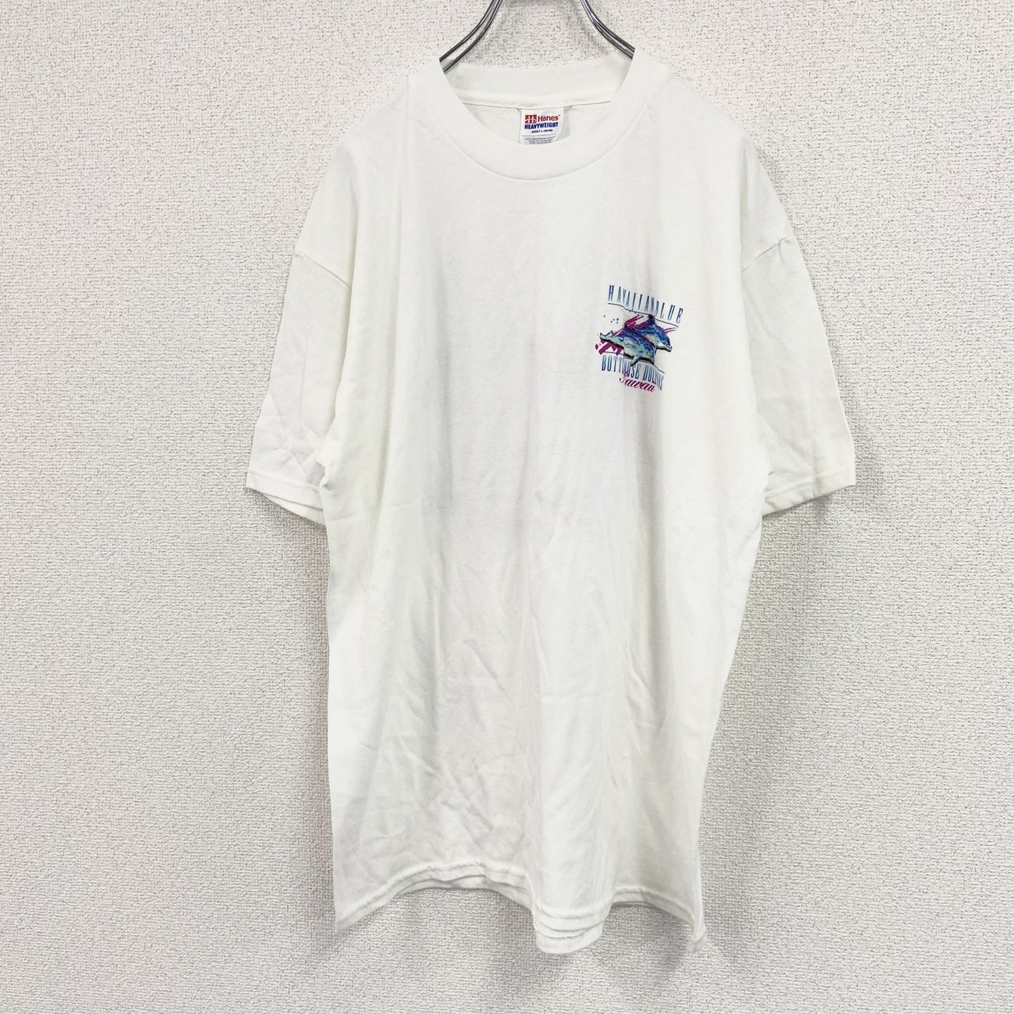 Hanes　ヘインズ　半袖プリントTシャツ　イルカ　白　ホワイト　Lサイズ