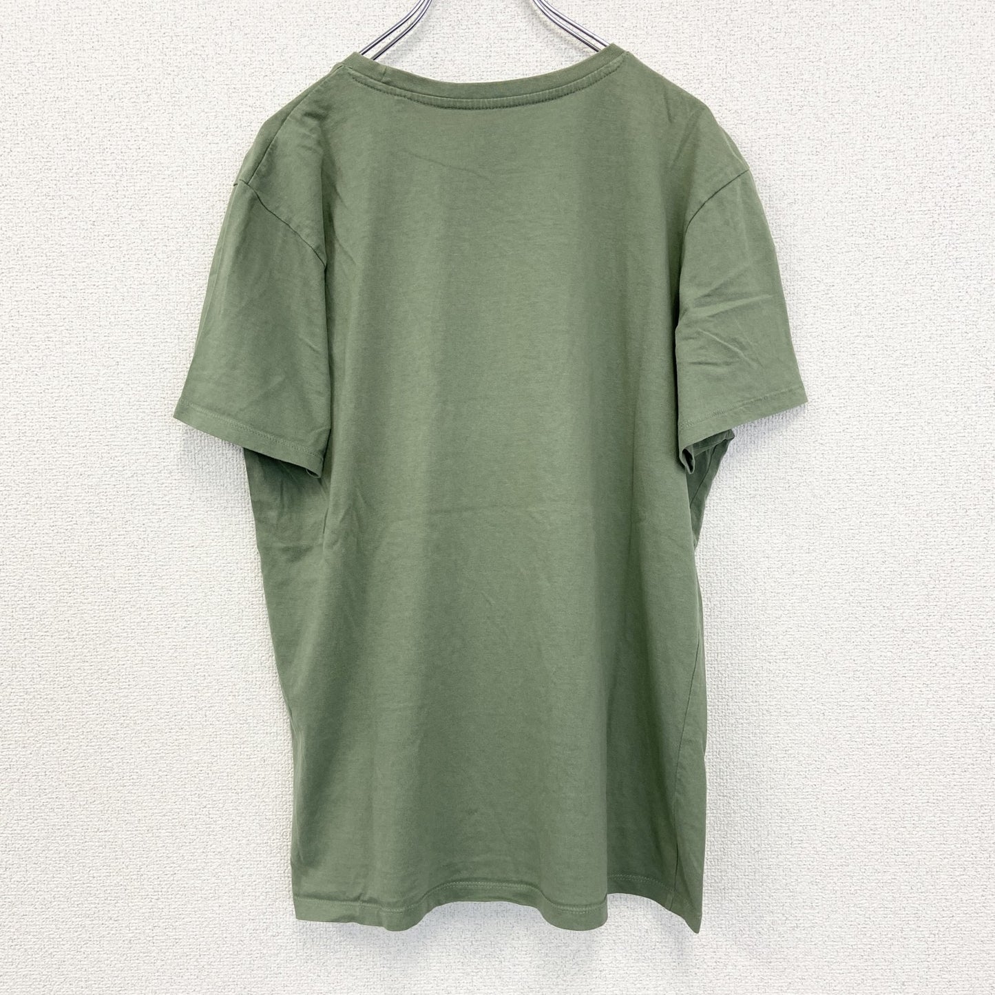古着 used　JEAN PASCALE　半袖コラージュプリントTシャツ　クルーネック　カジュアルデザイン　黄緑　XLサイズ