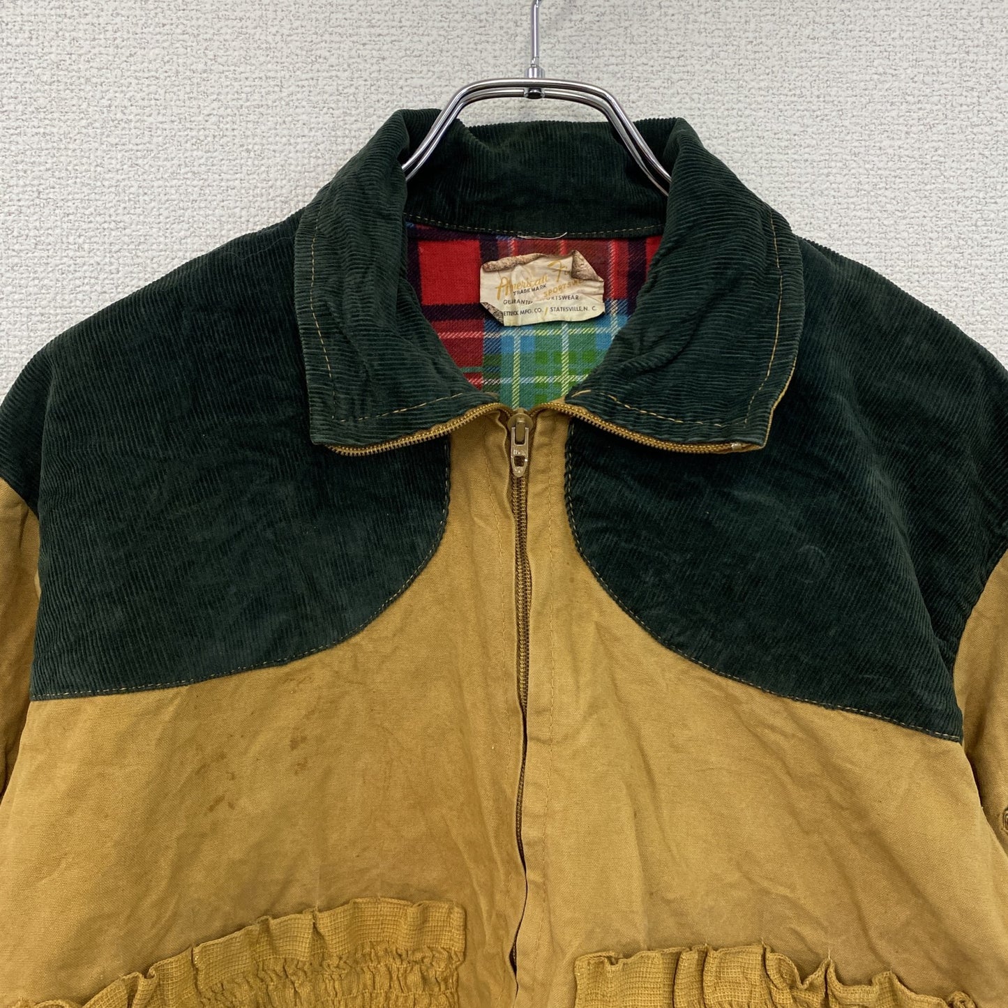 ～70s　American Filed　ハンティングジャケット　TALONジップ　ヴィンテージ　ベージュ　44サイズ